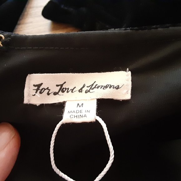 NWT FOR LOVE & LEMONS BLACK VELVET BEATRIX MINI DRESS - Picture 9 of 10